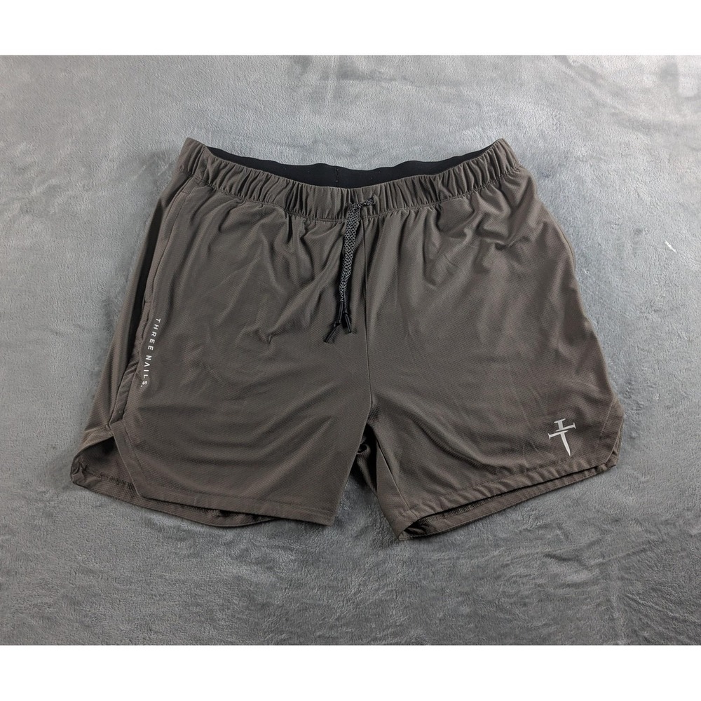 Three Nails Pro Tech 2.0 Shorts Men 2XL Brown Lined 5" Inseam Zip Pocket READ